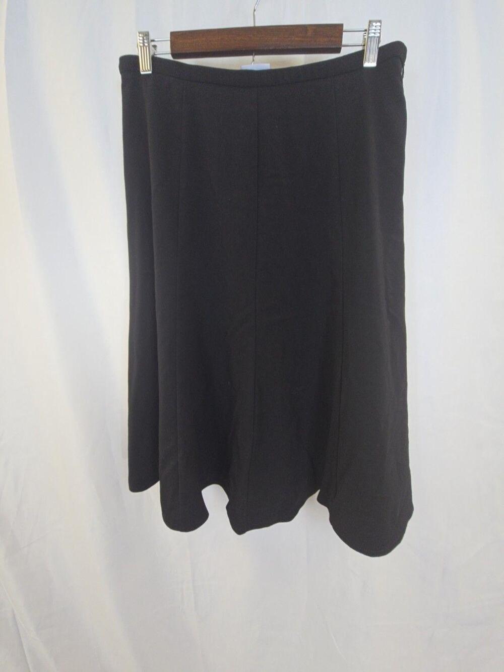 Kim Rogers Skirt Womens 12 Black Stretch A Line Midi Career Work Office Basic